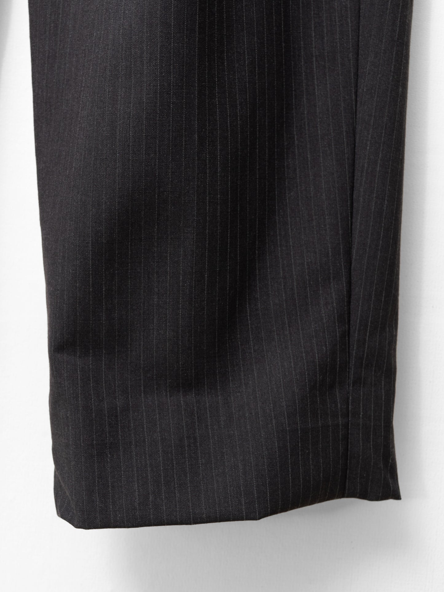 double pleat pinstripe trousers coffee ∙ wool poly ∙ medium