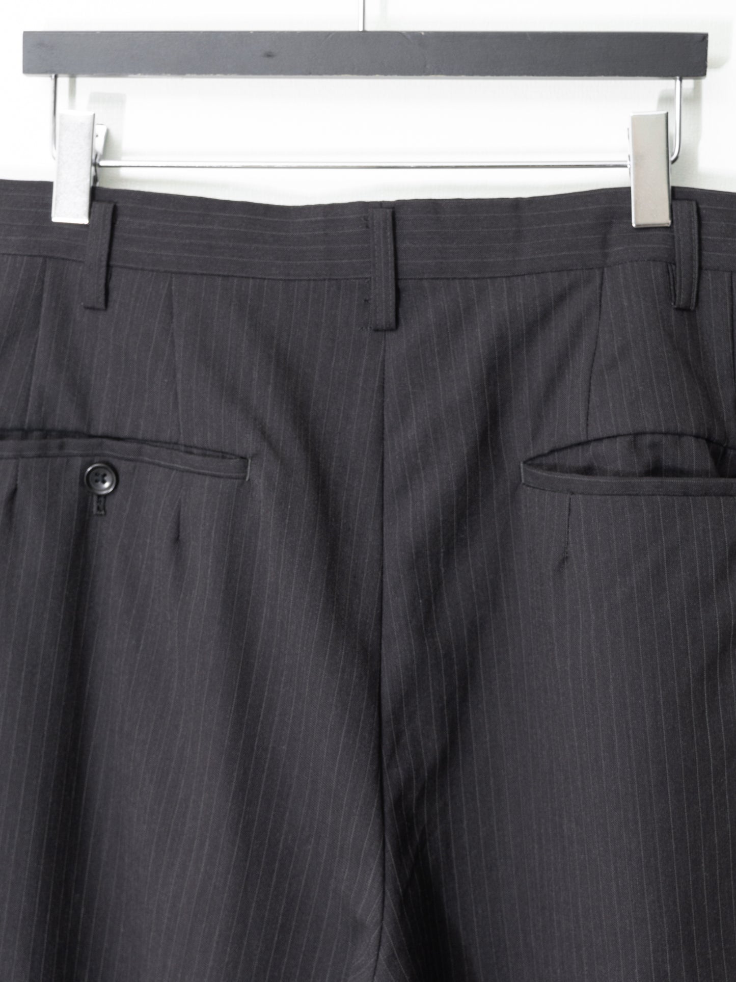double pleat pinstripe trousers coffee ∙ wool poly ∙ medium