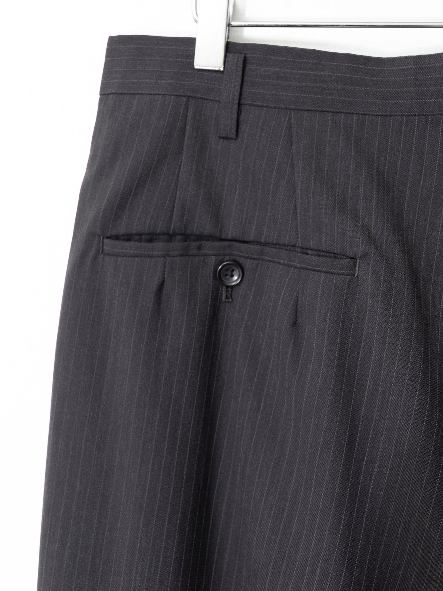 double pleat pinstripe trousers coffee ∙ wool poly ∙ medium