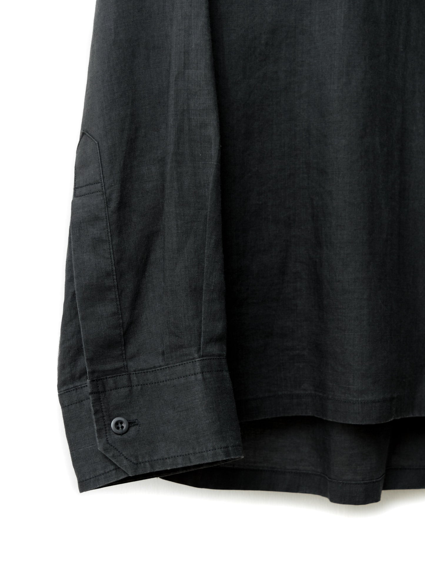 open collar shirt black ∙ ramie ∙ large