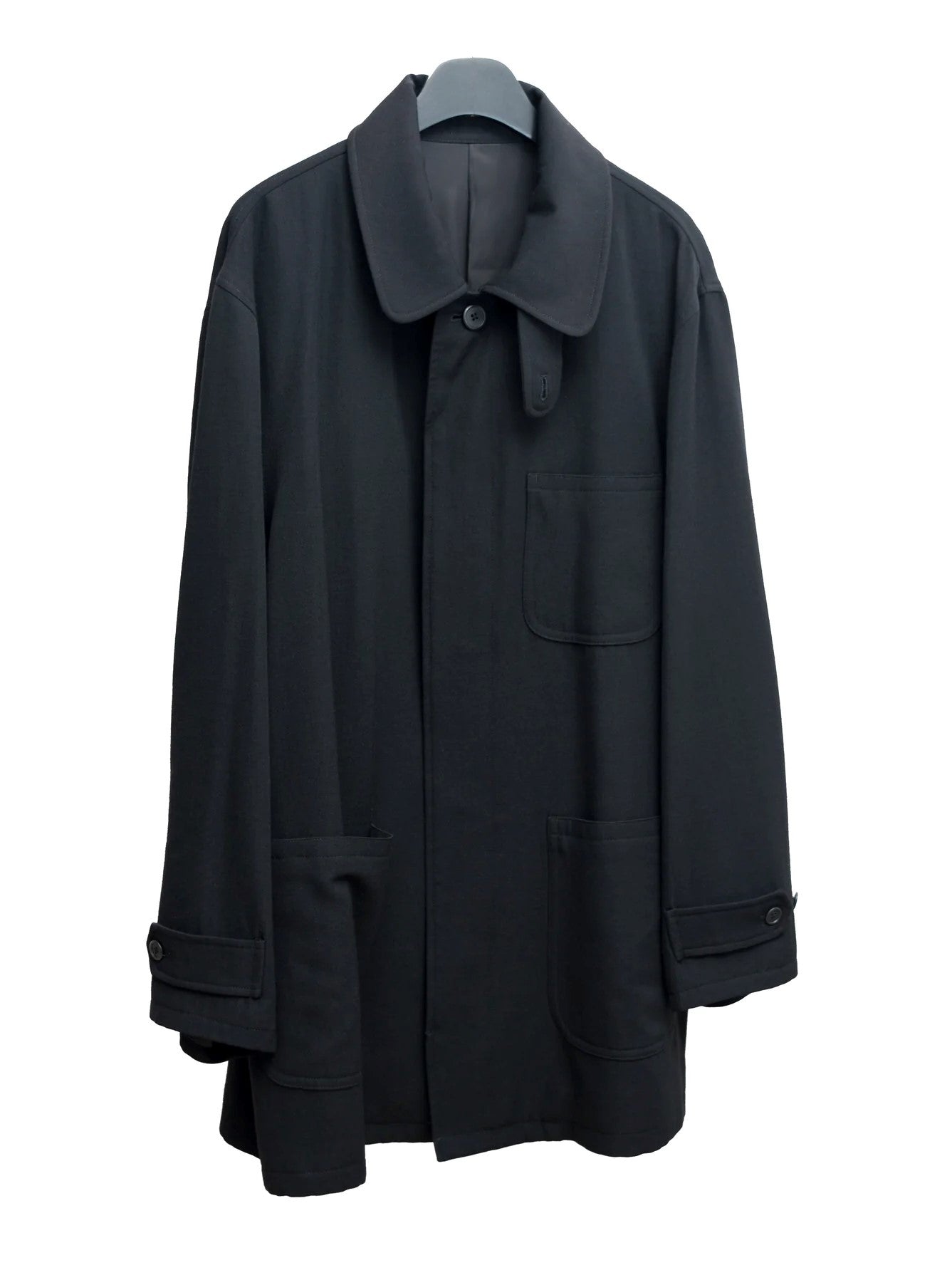 convertible collar overcoat black ∙ wool ∙ medium