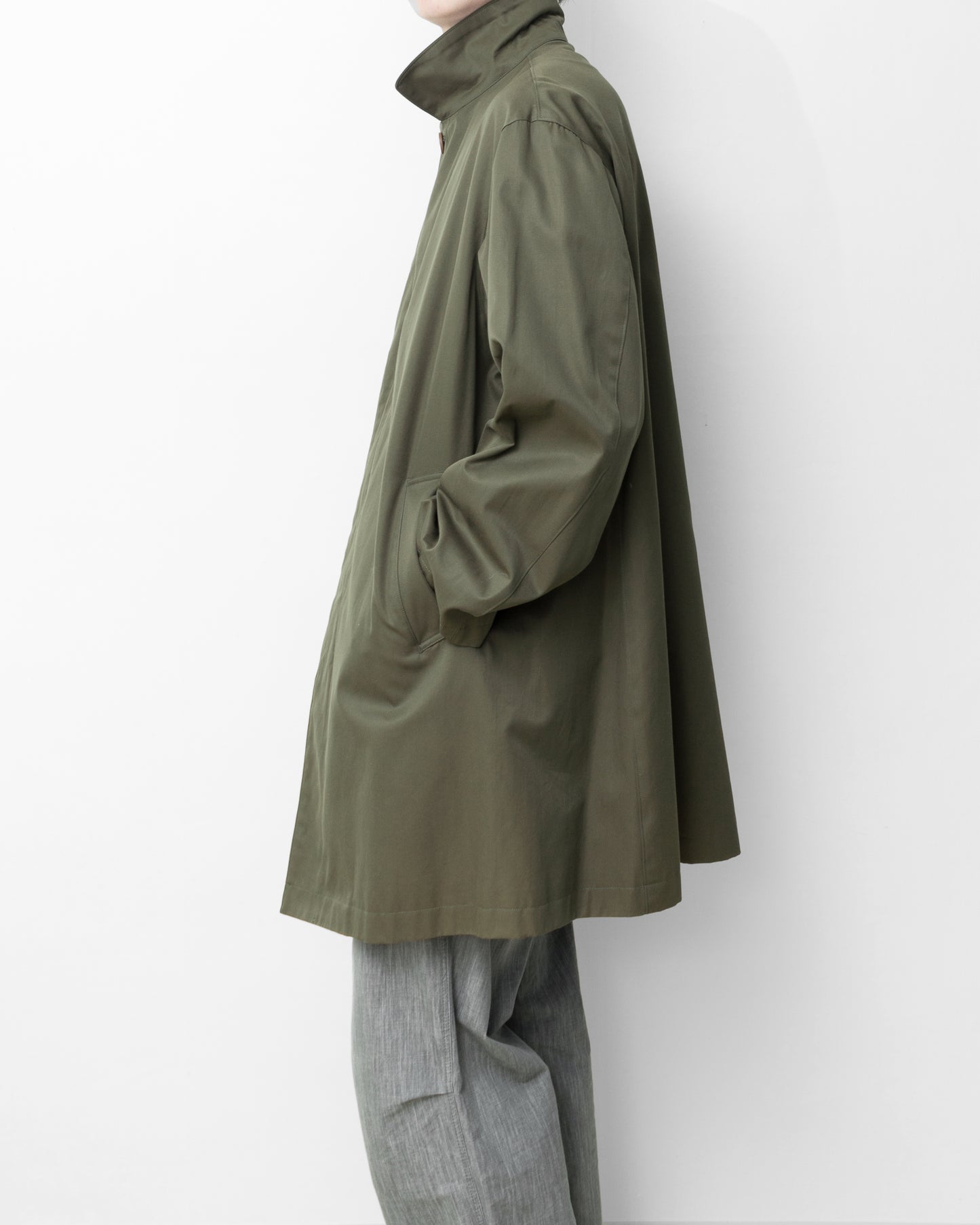 hidden placket mac coat olive
