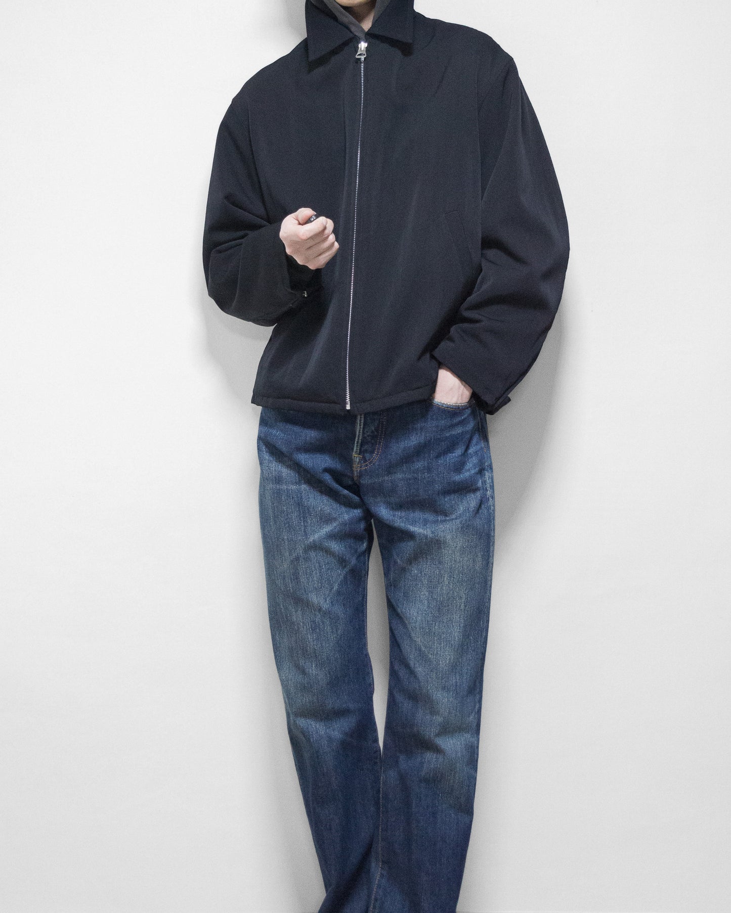 zip front blouson black