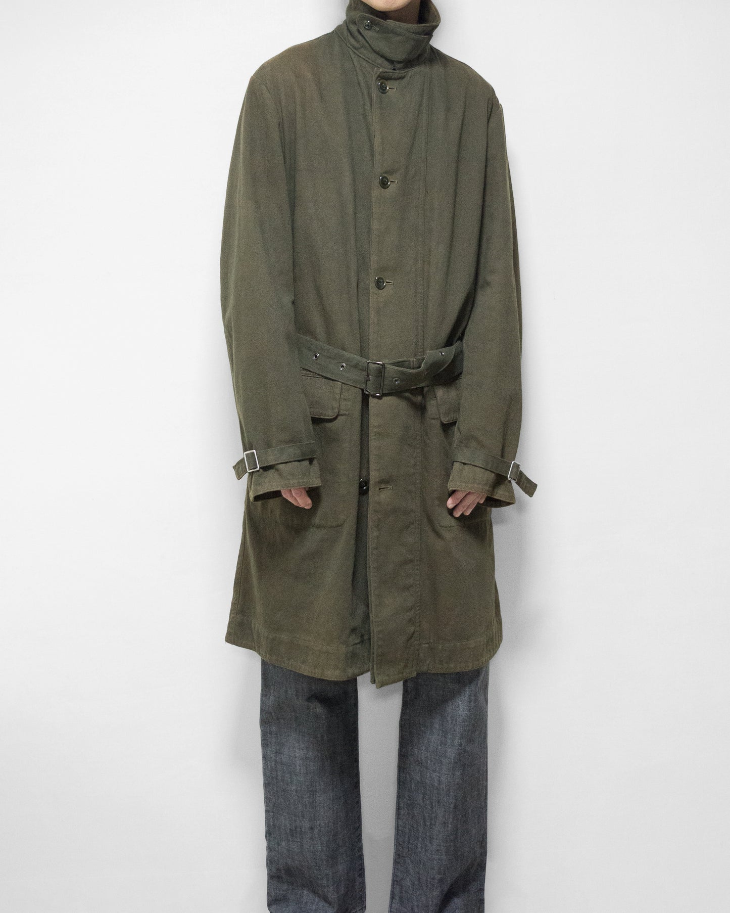 a/w 03 garment dyed motorcycle coat olive drab