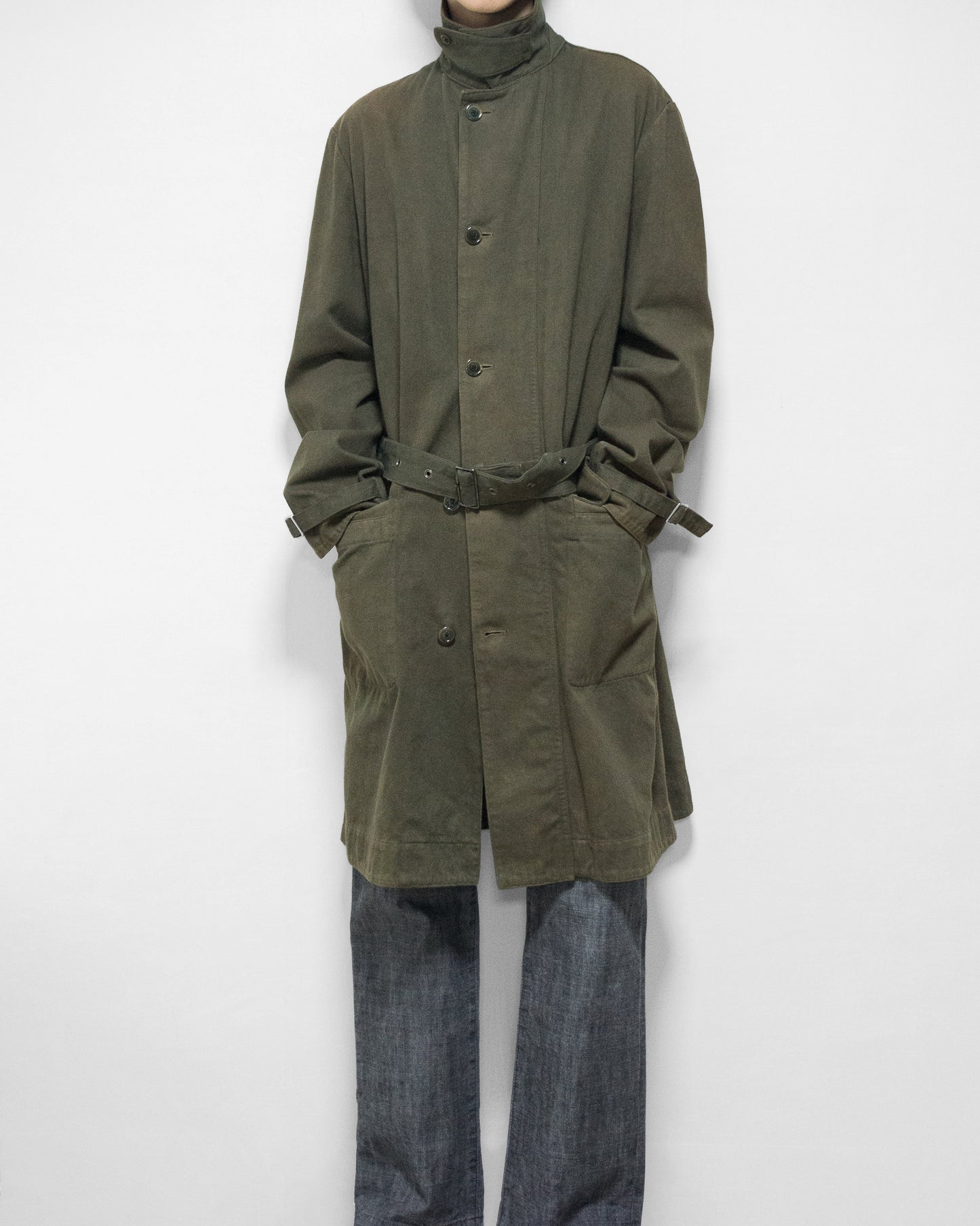 a/w 03 garment dyed motorcycle coat olive drab