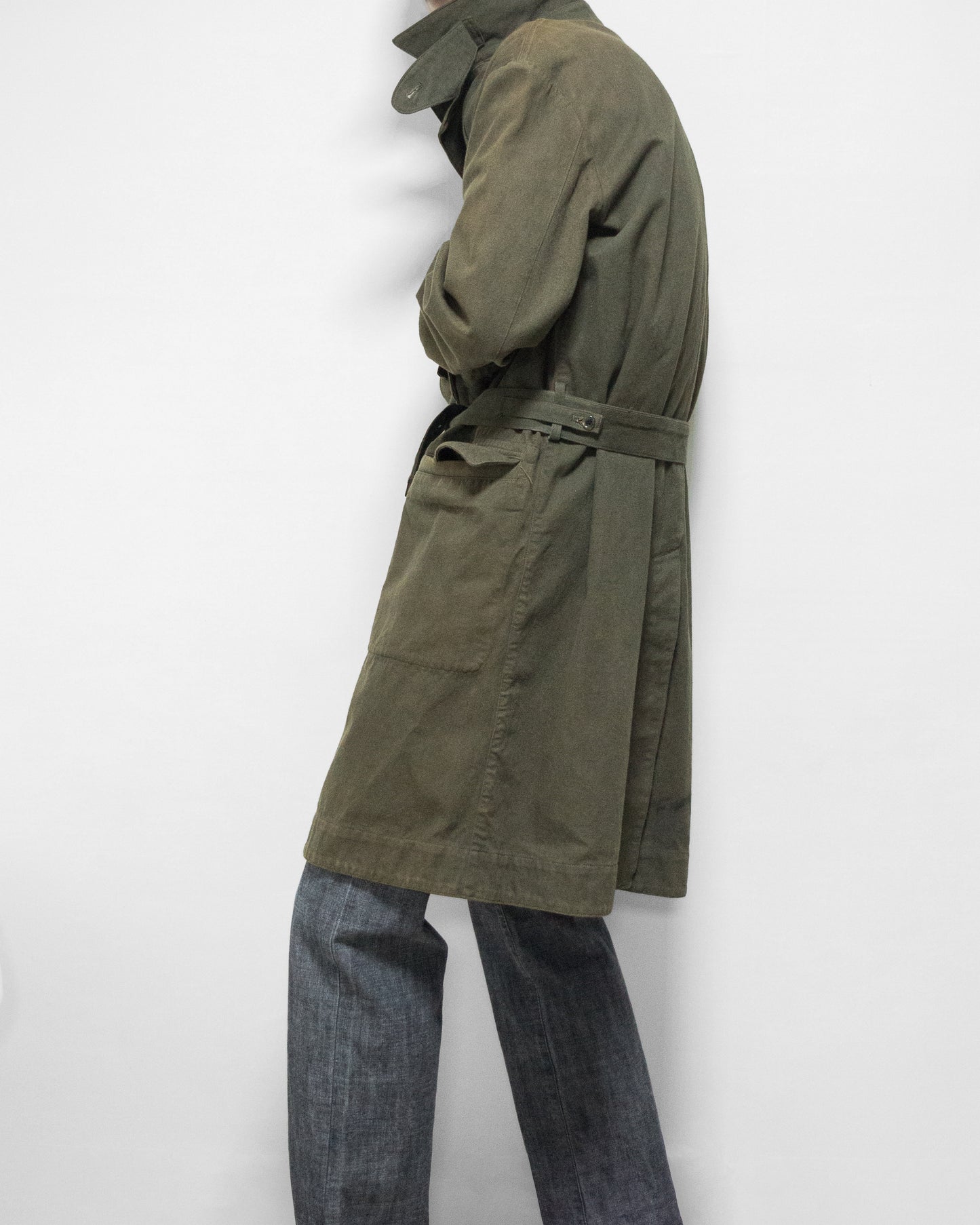 a/w 03 garment dyed motorcycle coat olive drab