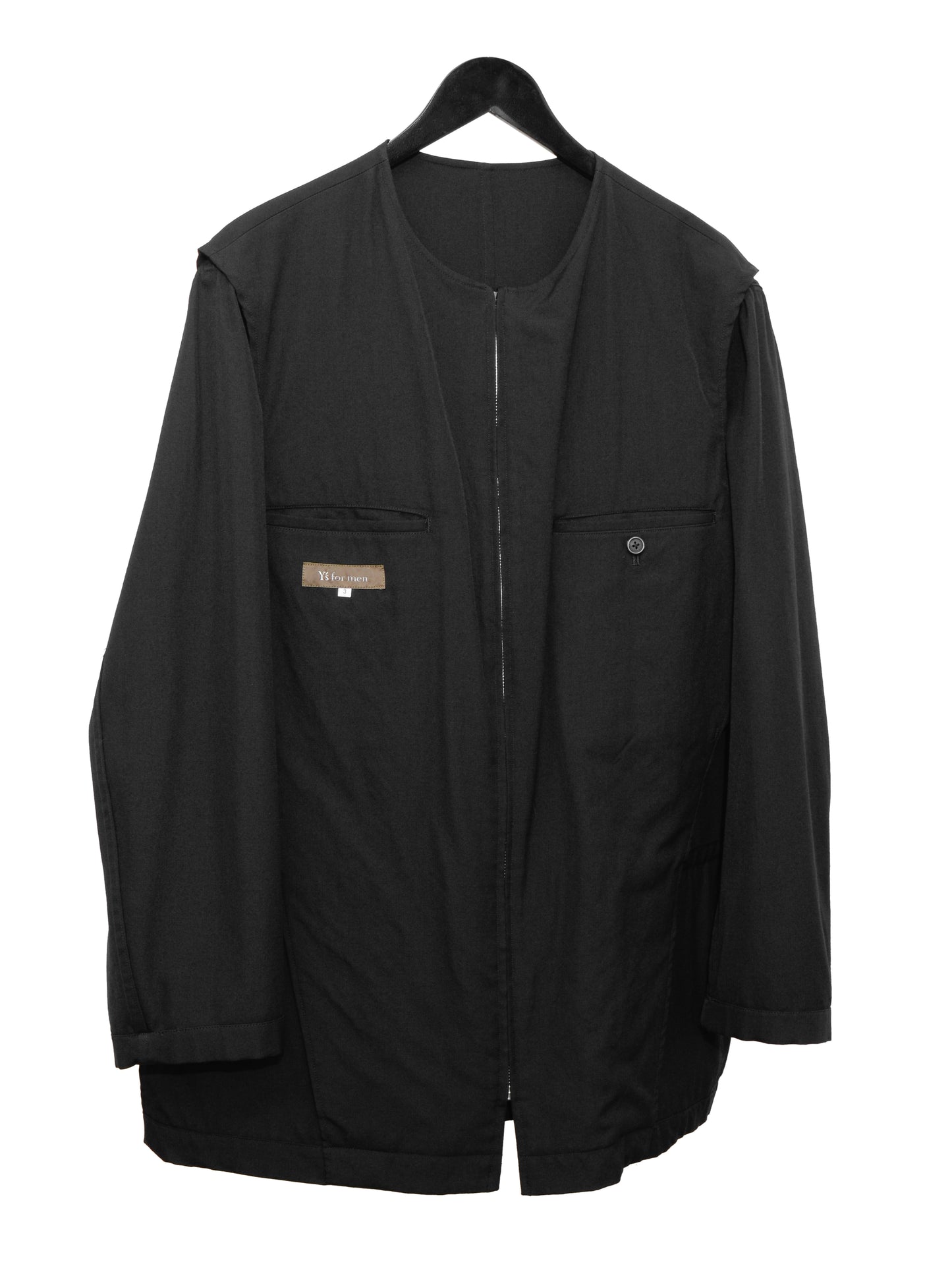 collarless zip jacket black ∙ wool ∙ medium