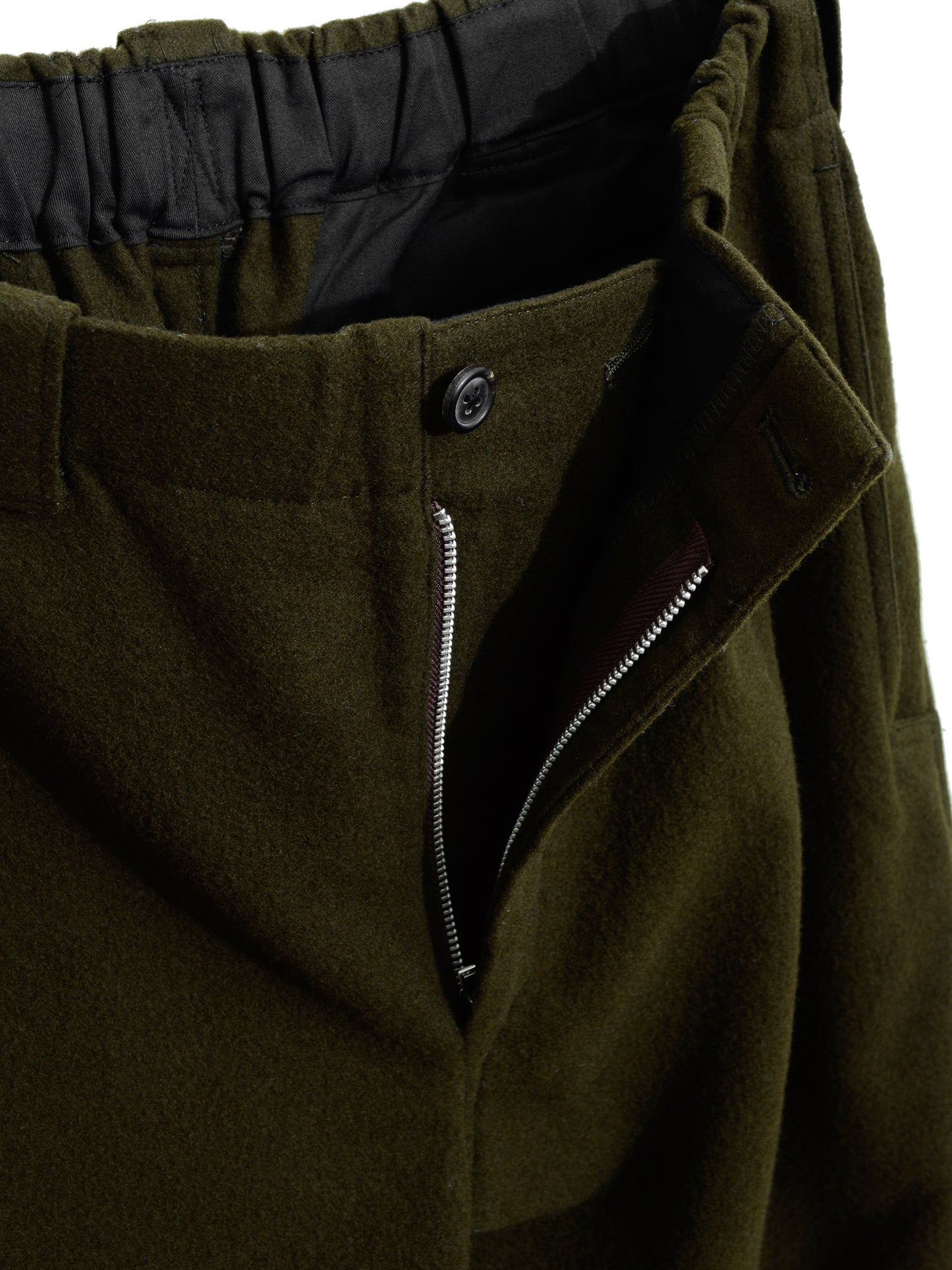 elastic waist pants olive ∙ melton wool ∙ medium
