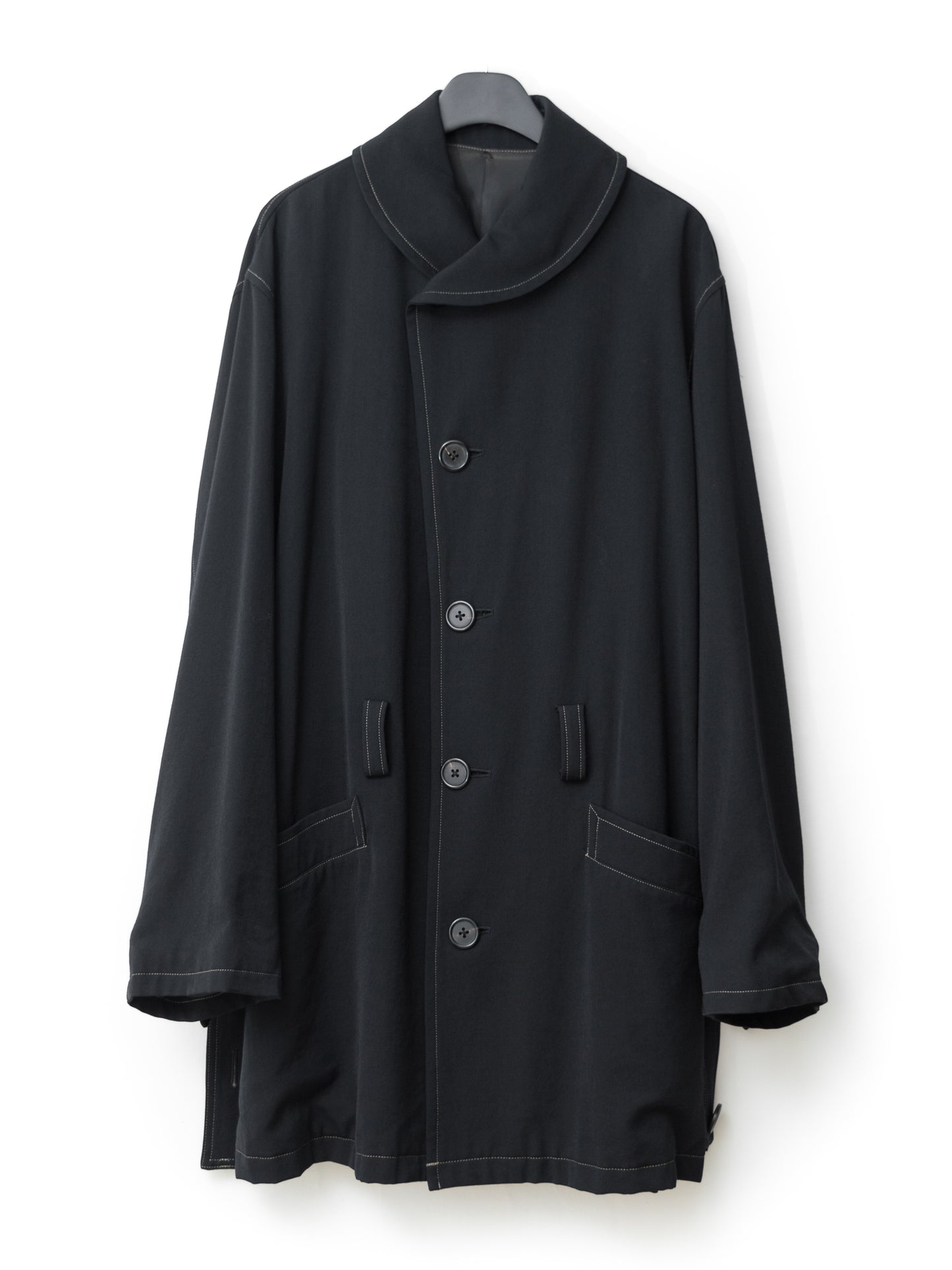 belted mackinaw coat black ∙ wool ∙ large