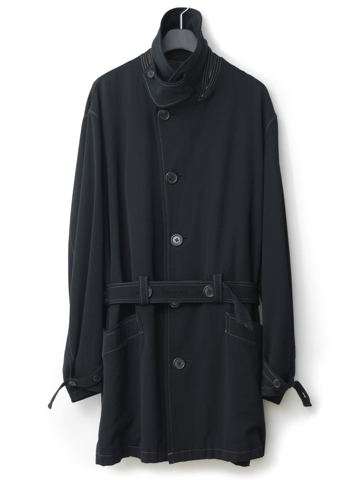 belted mackinaw coat black ∙ wool ∙ large