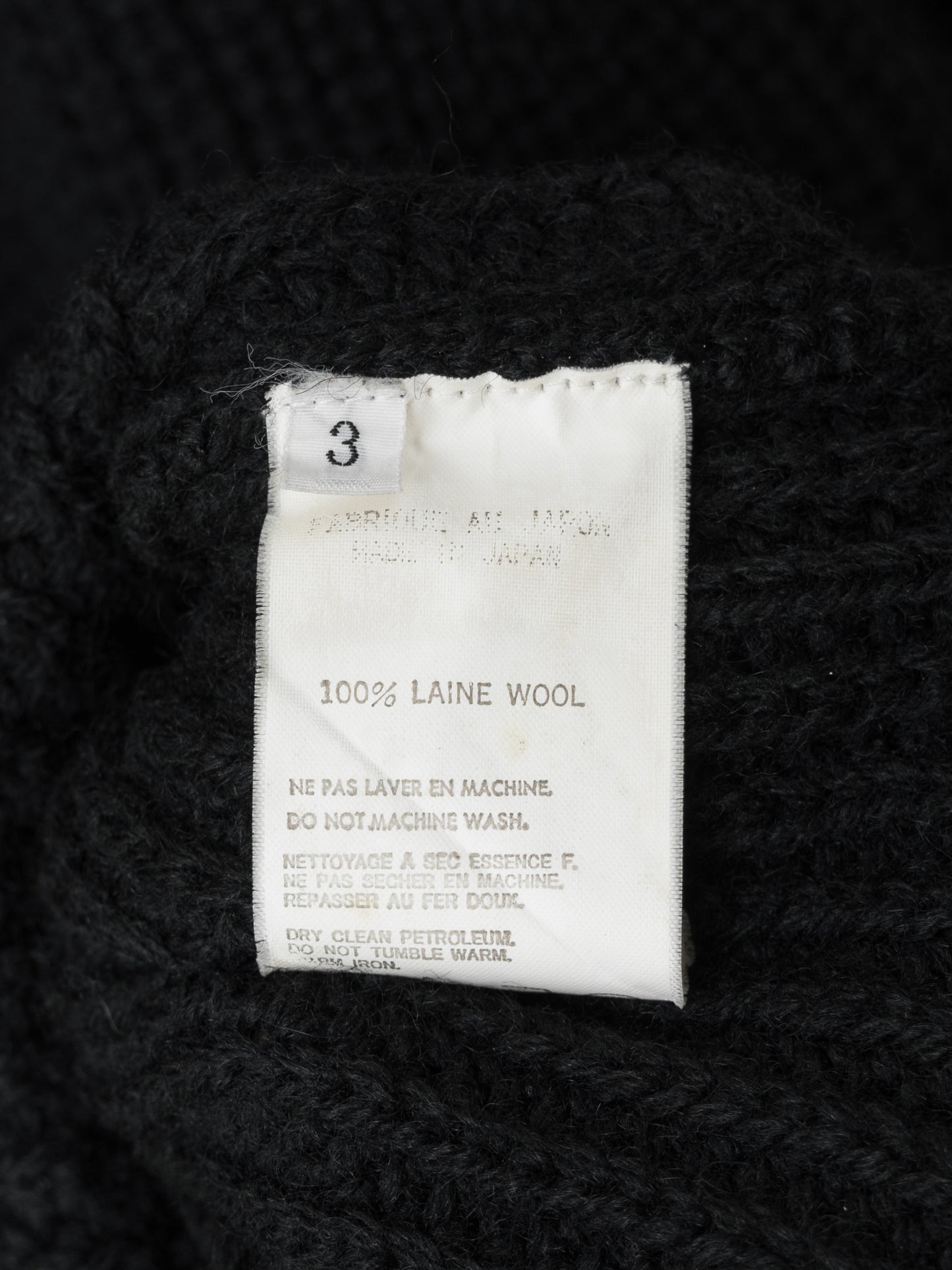 a/w 03 heavy funnelneck sweater black ∙ wool ∙ medium