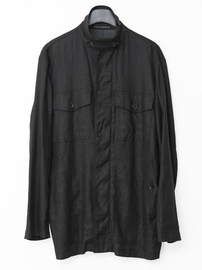 s/s 03 double zip field jacket black ∙ linen ∙ medium