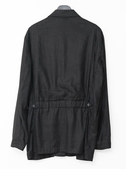 s/s 03 double zip field jacket black ∙ linen ∙ medium