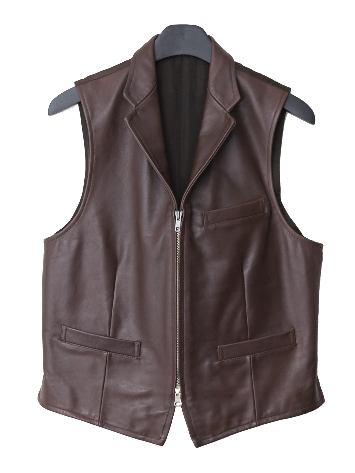 Double Zip Waistcoat Brown