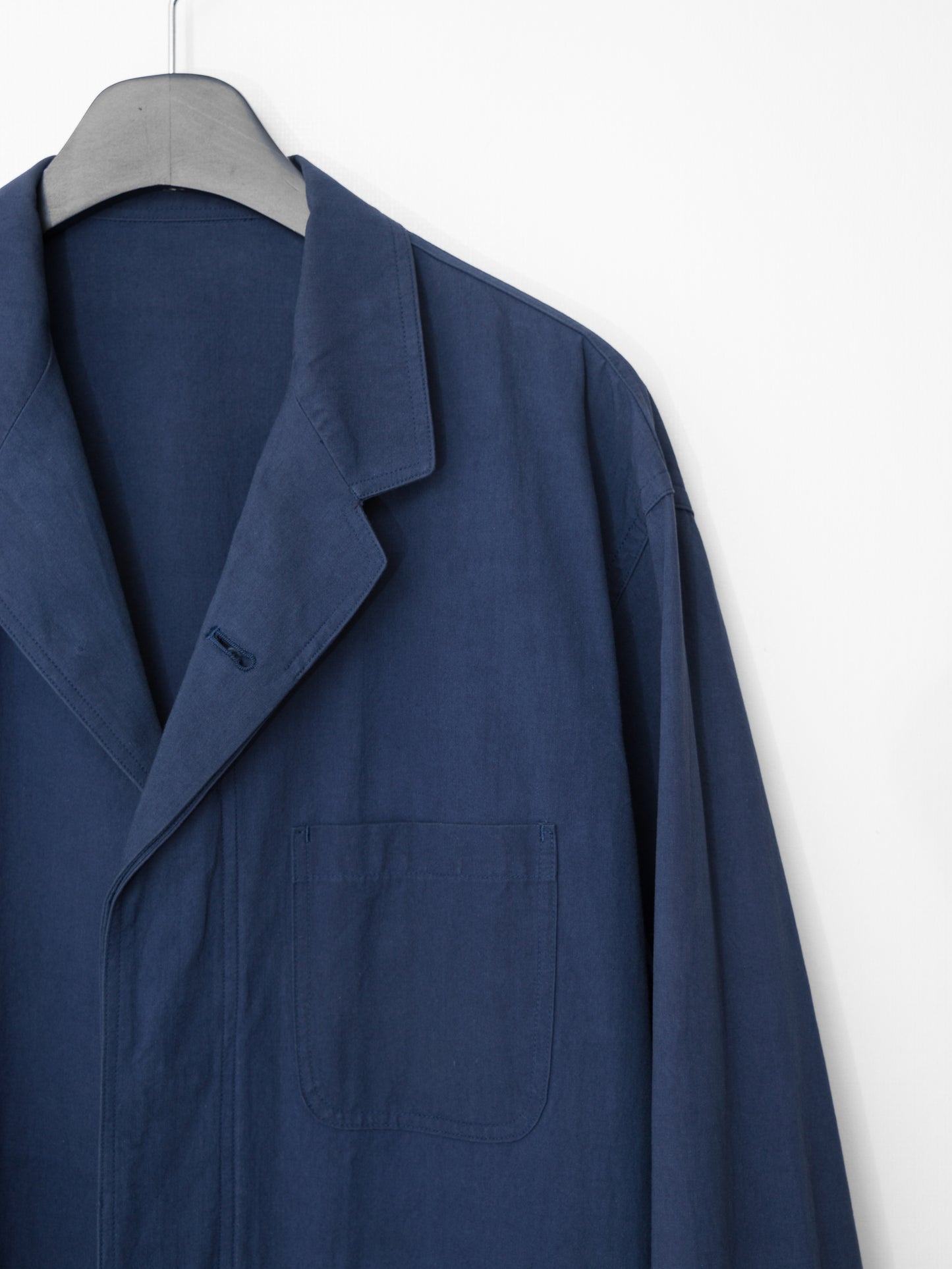 hidden placket tailored jacket blue ∙ cotton typewriter ∙ medium