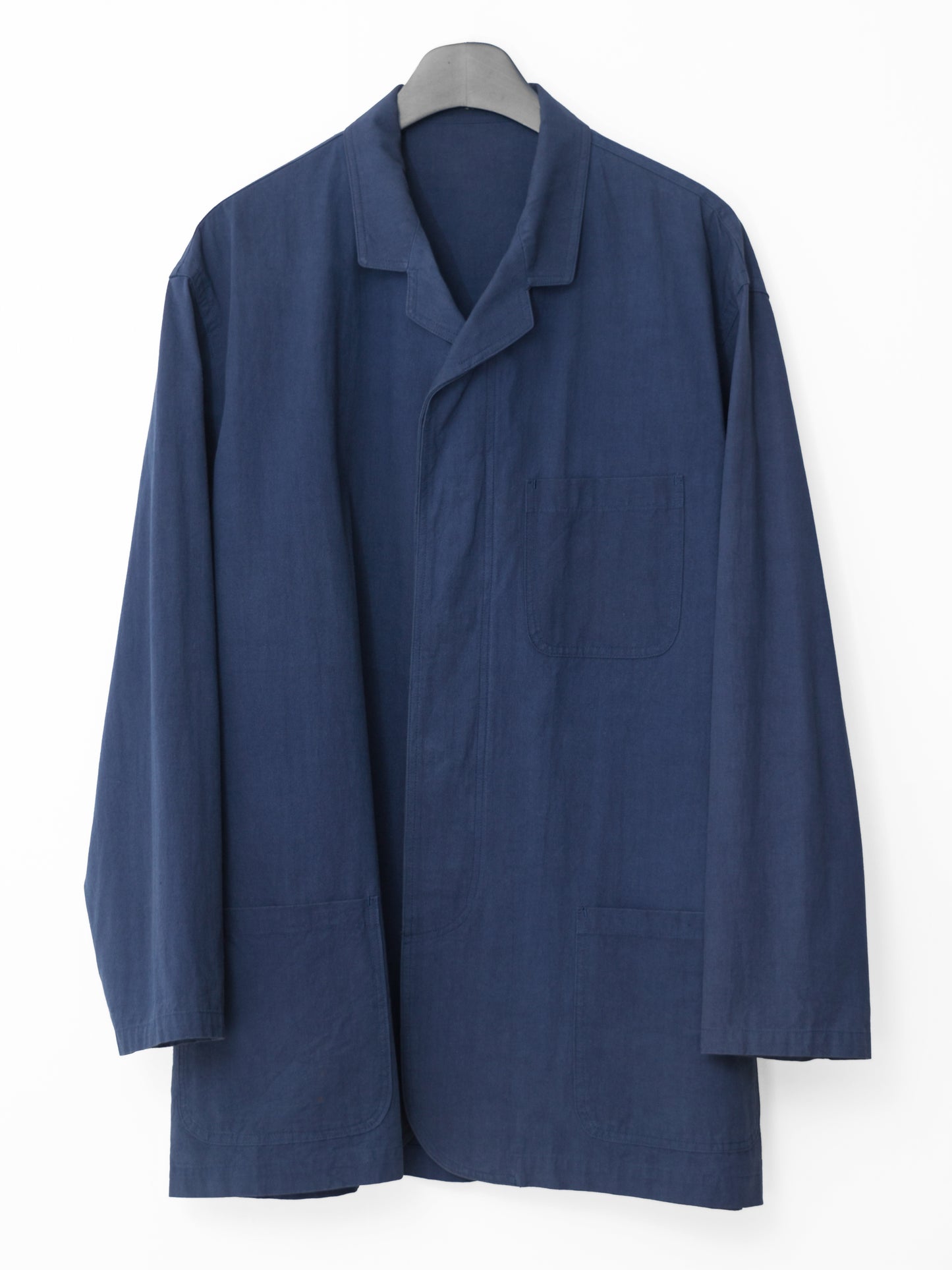 hidden placket tailored jacket blue ∙ cotton typewriter ∙ medium