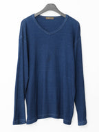 Garment Dyed V-neck Longsleeve Indigo