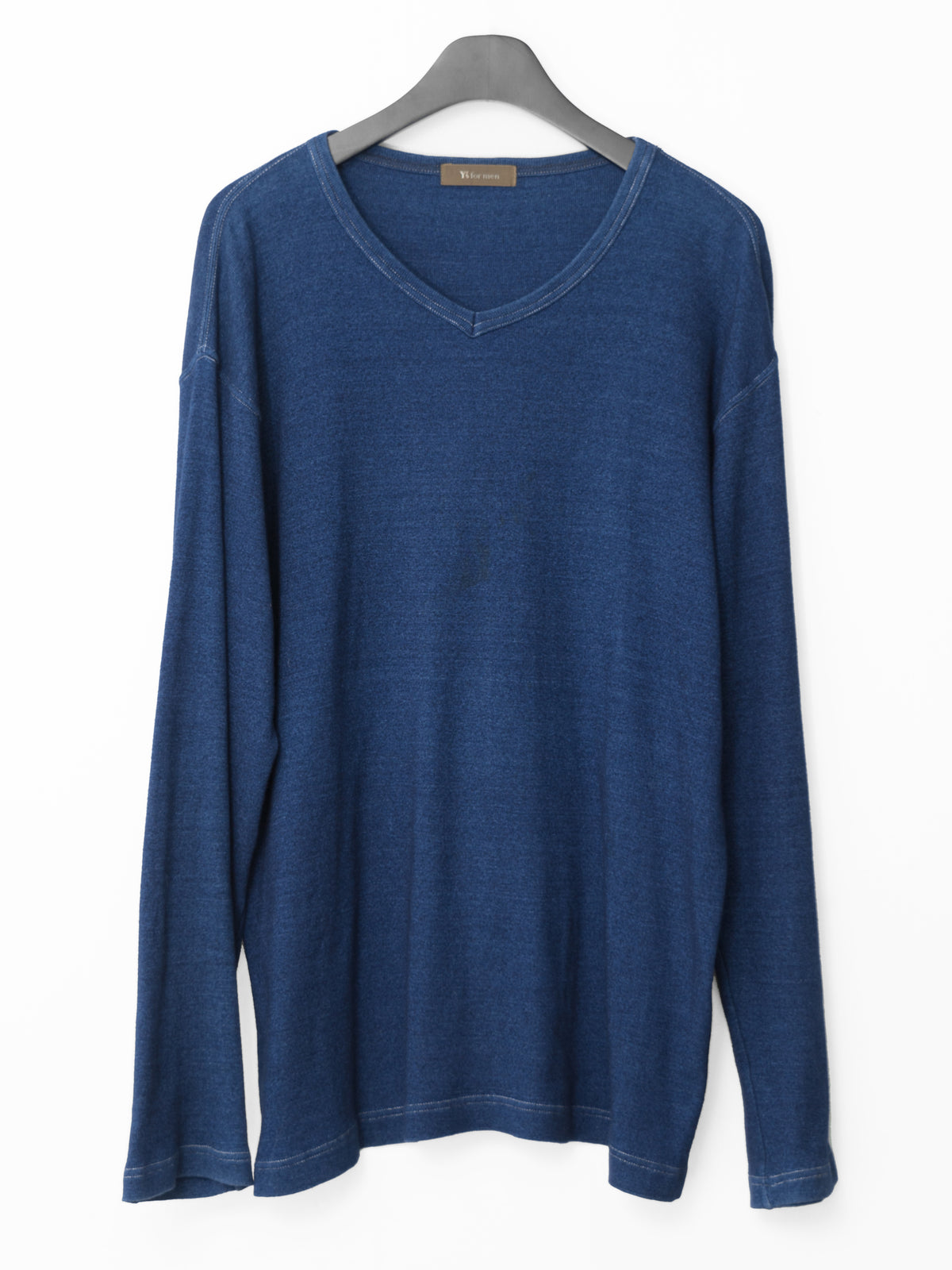 Garment Dyed V-neck Longsleeve Indigo