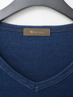 Garment Dyed V-neck Longsleeve Indigo