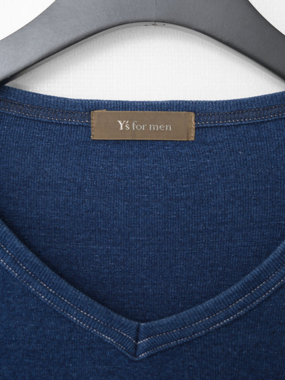 garment dyed v-neck longsleeve indigo ∙ cotton ∙ one size