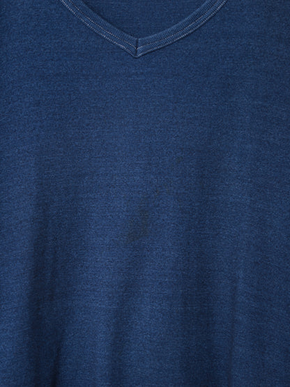 garment dyed v-neck longsleeve indigo ∙ cotton ∙ one size