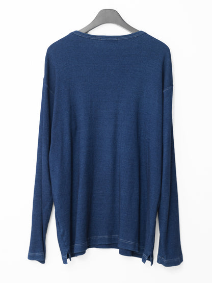 garment dyed v-neck longsleeve indigo ∙ cotton ∙ one size