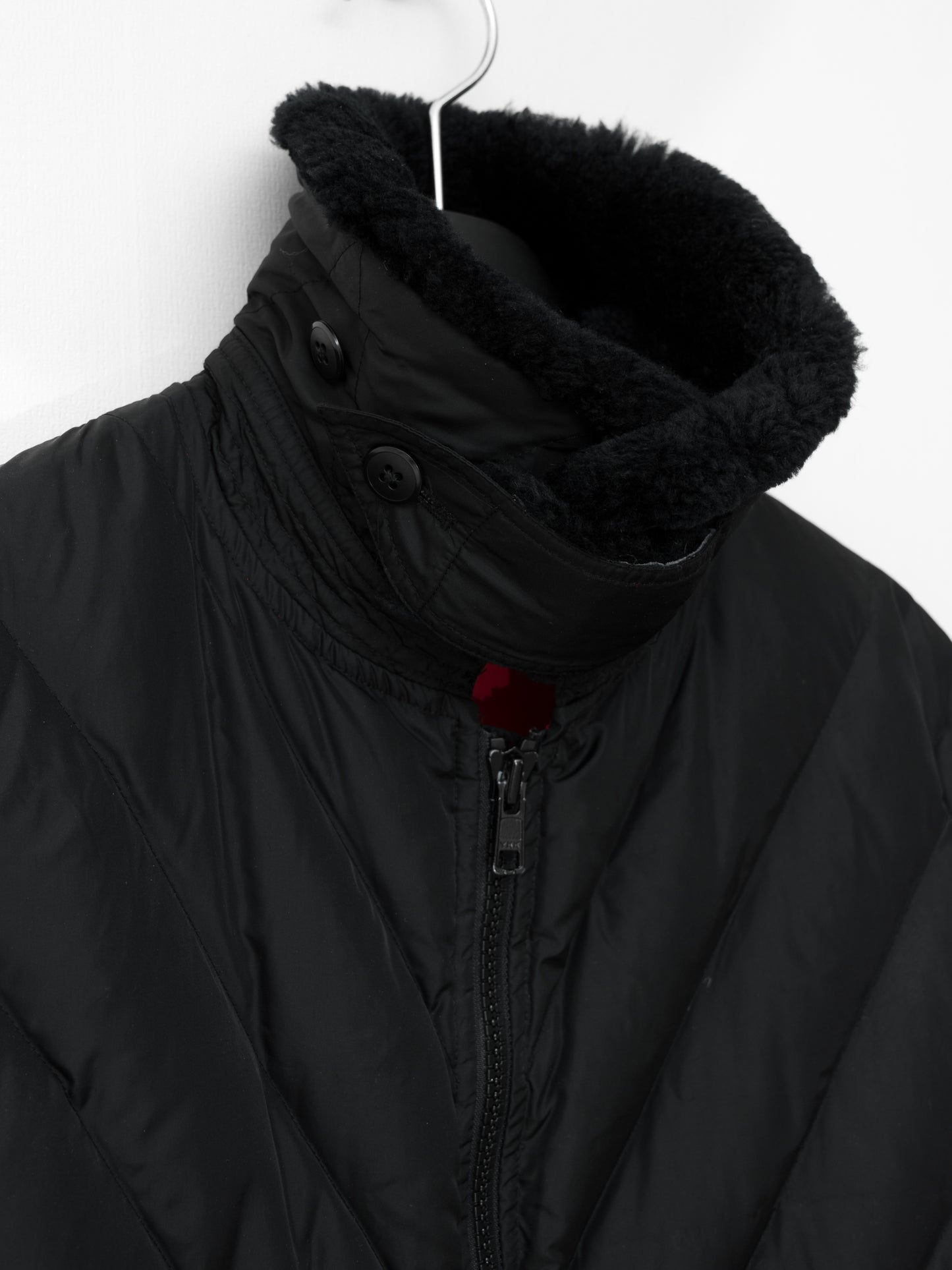 a/w 01 fleece collared down jacket black ∙ nylon ∙ large