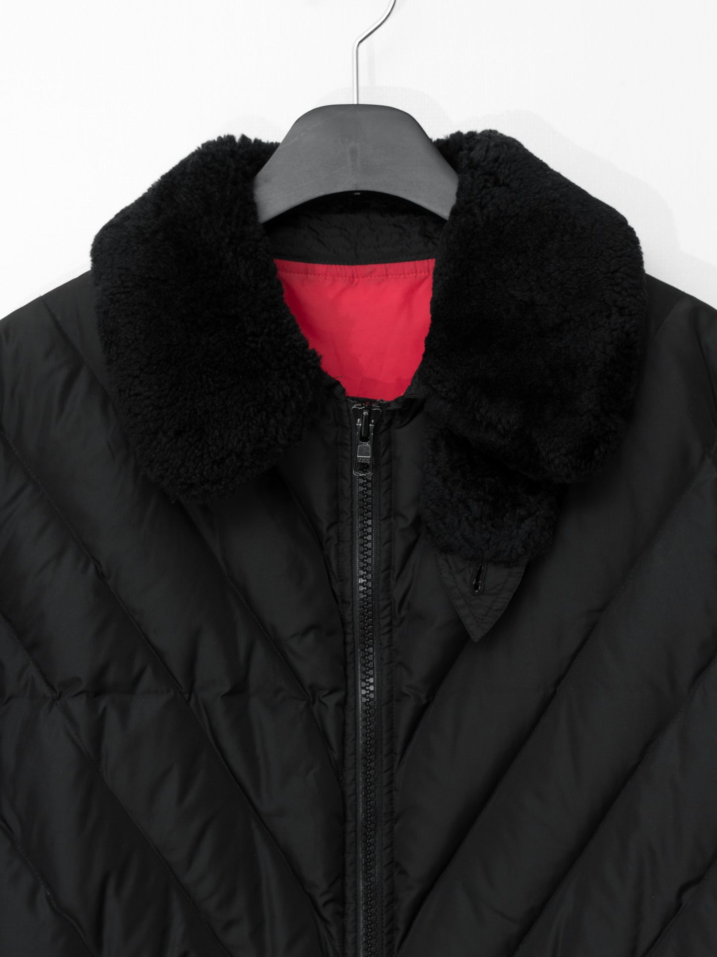 a/w 01 fleece collared down jacket black ∙ nylon ∙ large