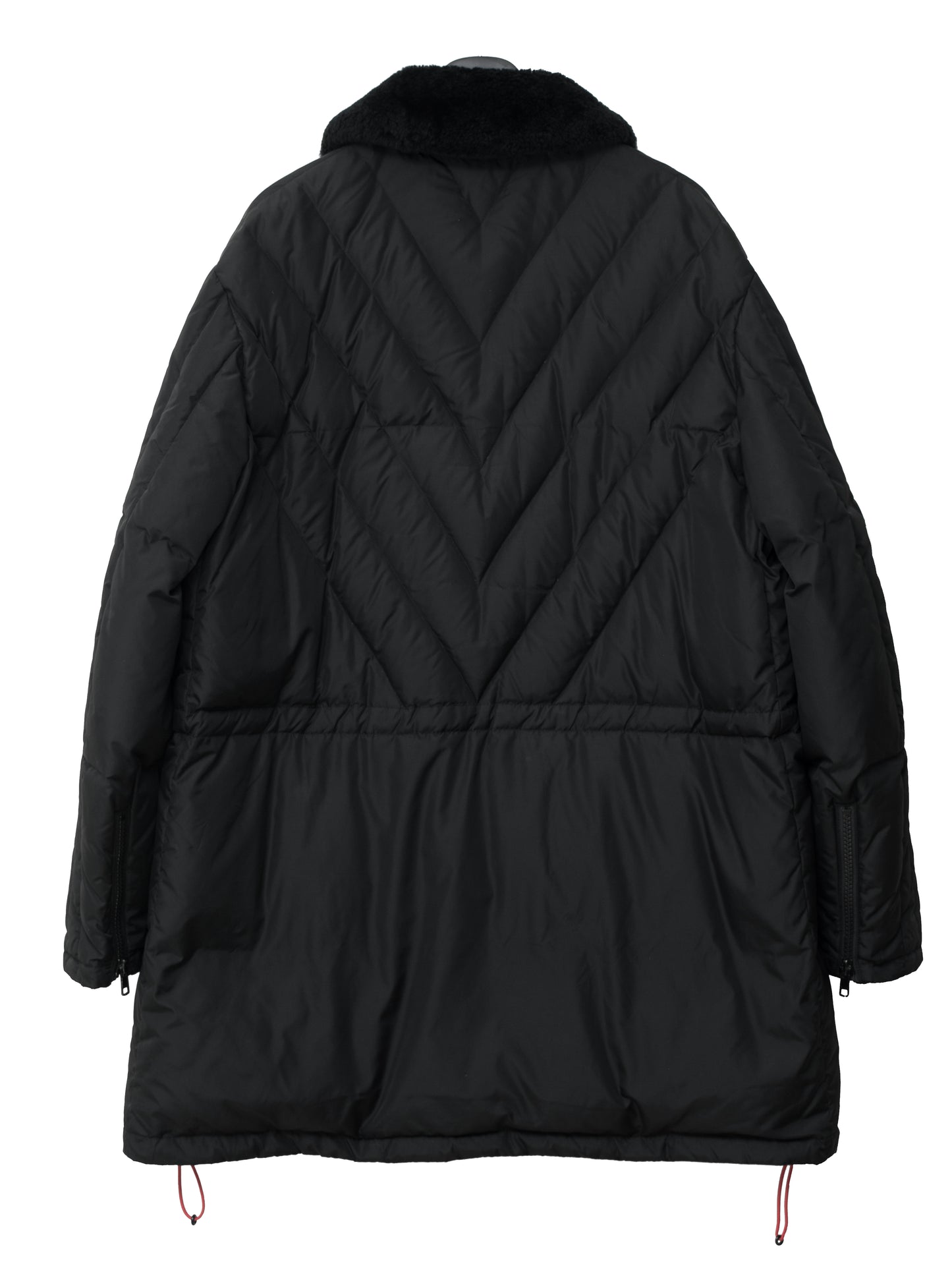 a/w 01 fleece collared down jacket black ∙ nylon ∙ large