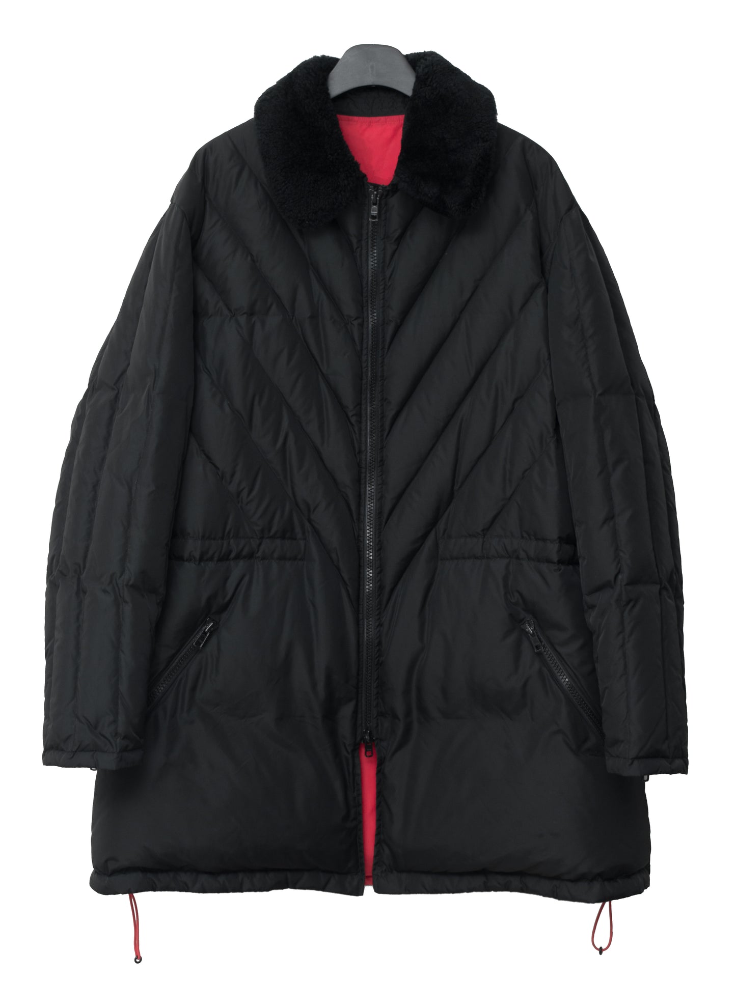 a/w 01 fleece collared down jacket black ∙ nylon ∙ large