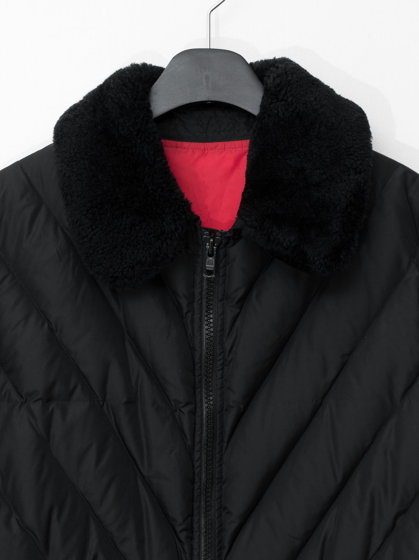 a/w 01 fleece collared down jacket black ∙ nylon ∙ large