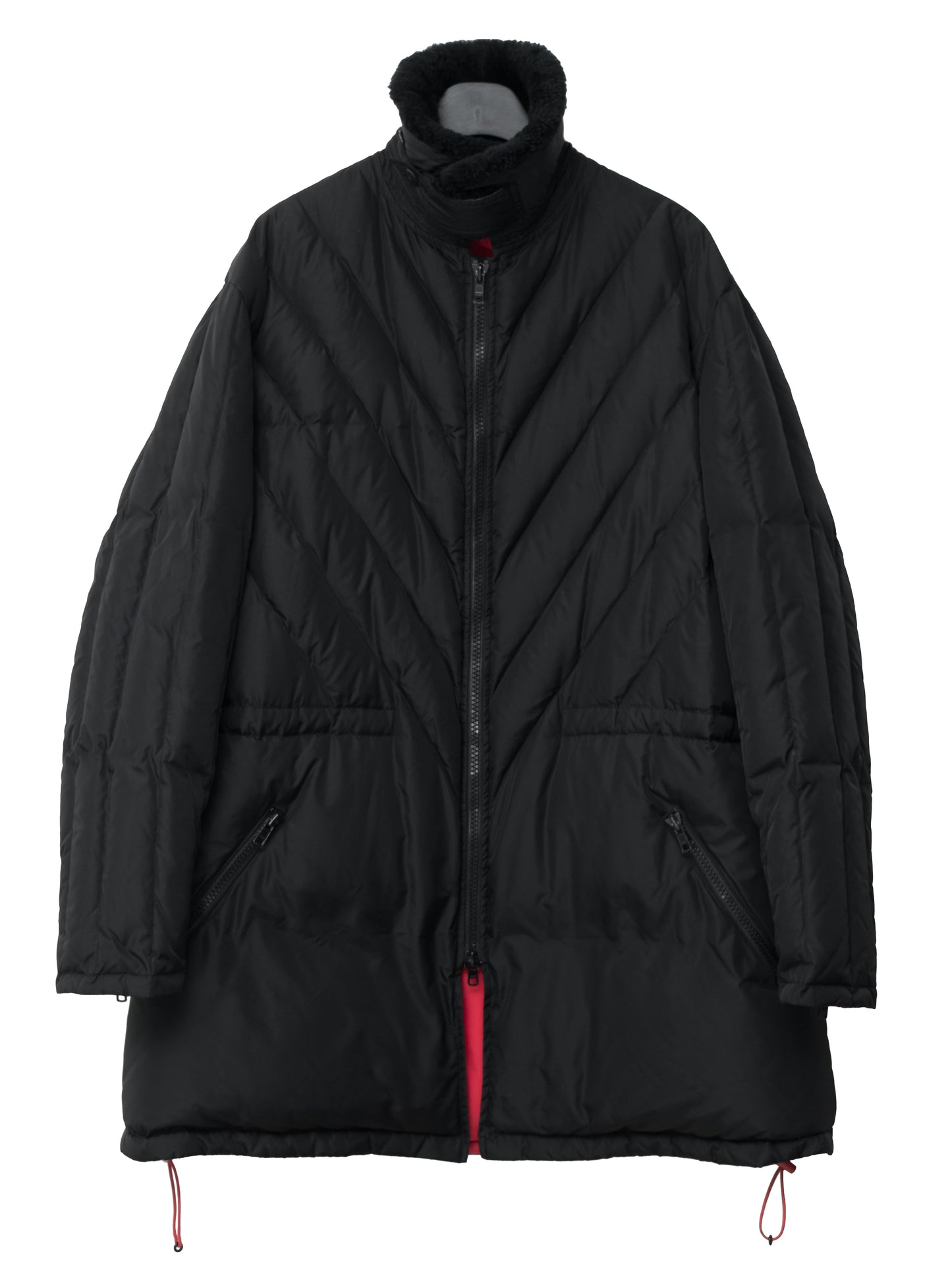 a/w 01 fleece collared down jacket black ∙ nylon ∙ large