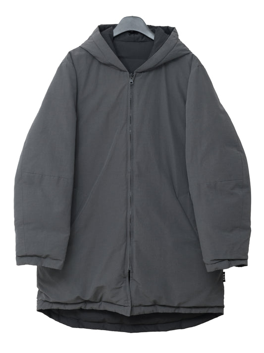 reversible hooded down jacket carbon black ∙ cotton nylon ∙ large