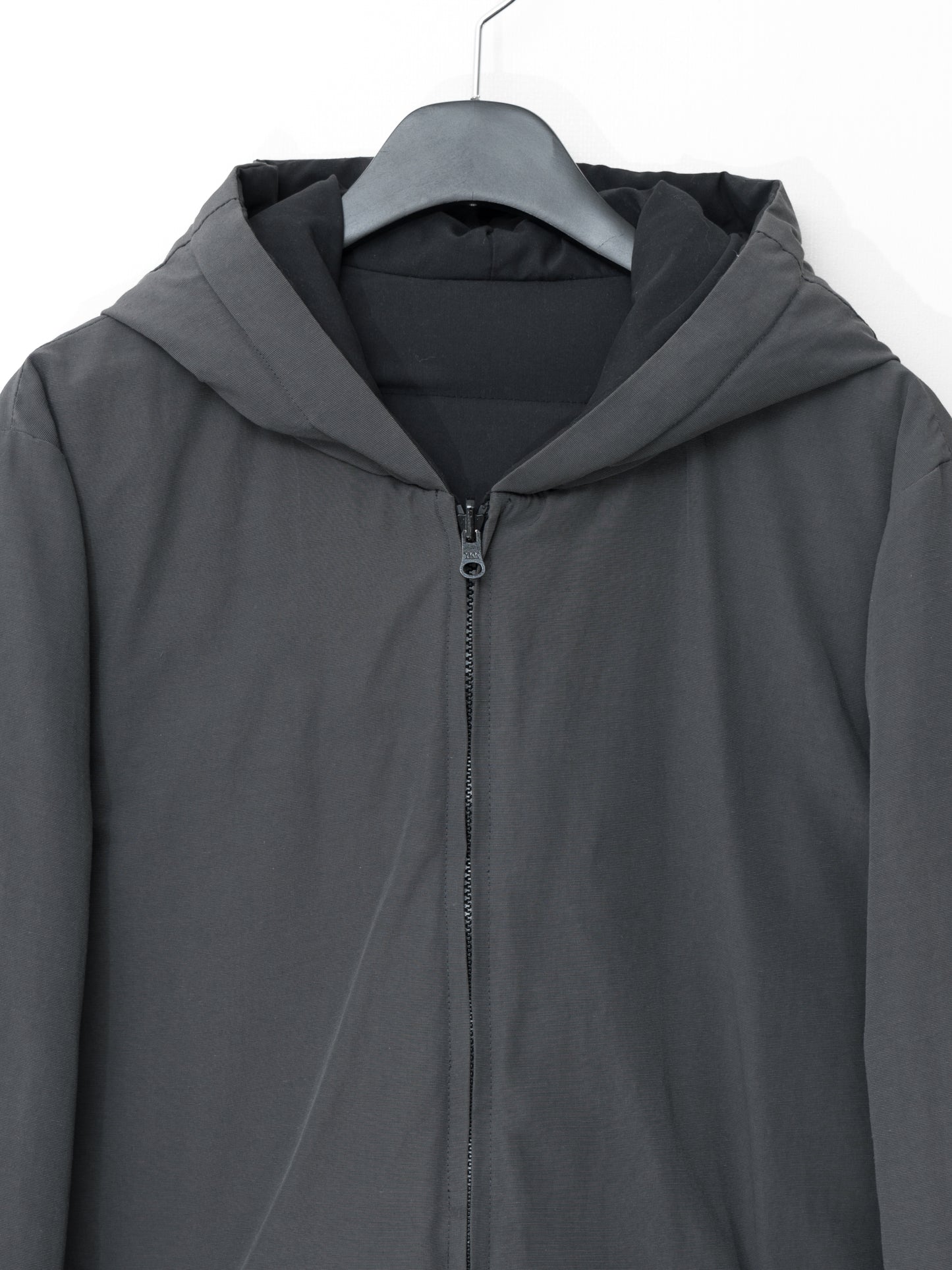 reversible hooded down jacket carbon black ∙ cotton nylon ∙ large