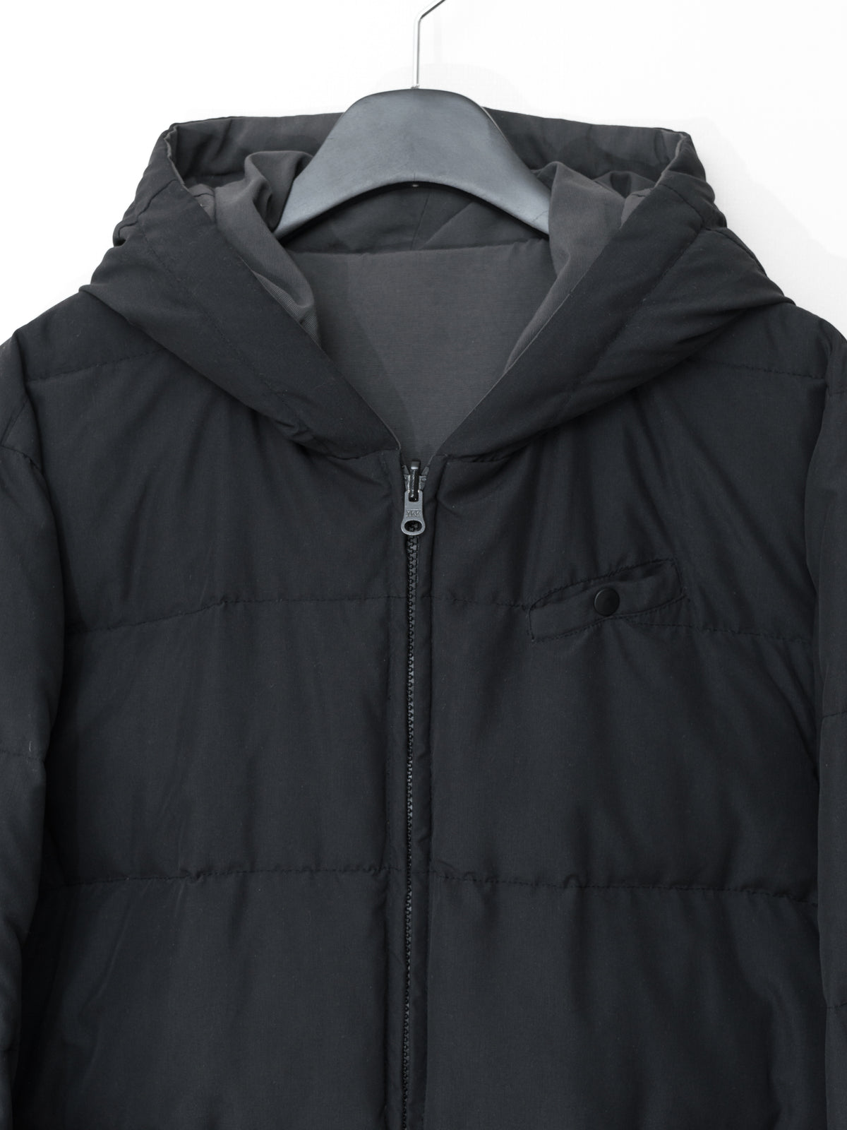 Reversible Hooded Down Jacket Carbon Black