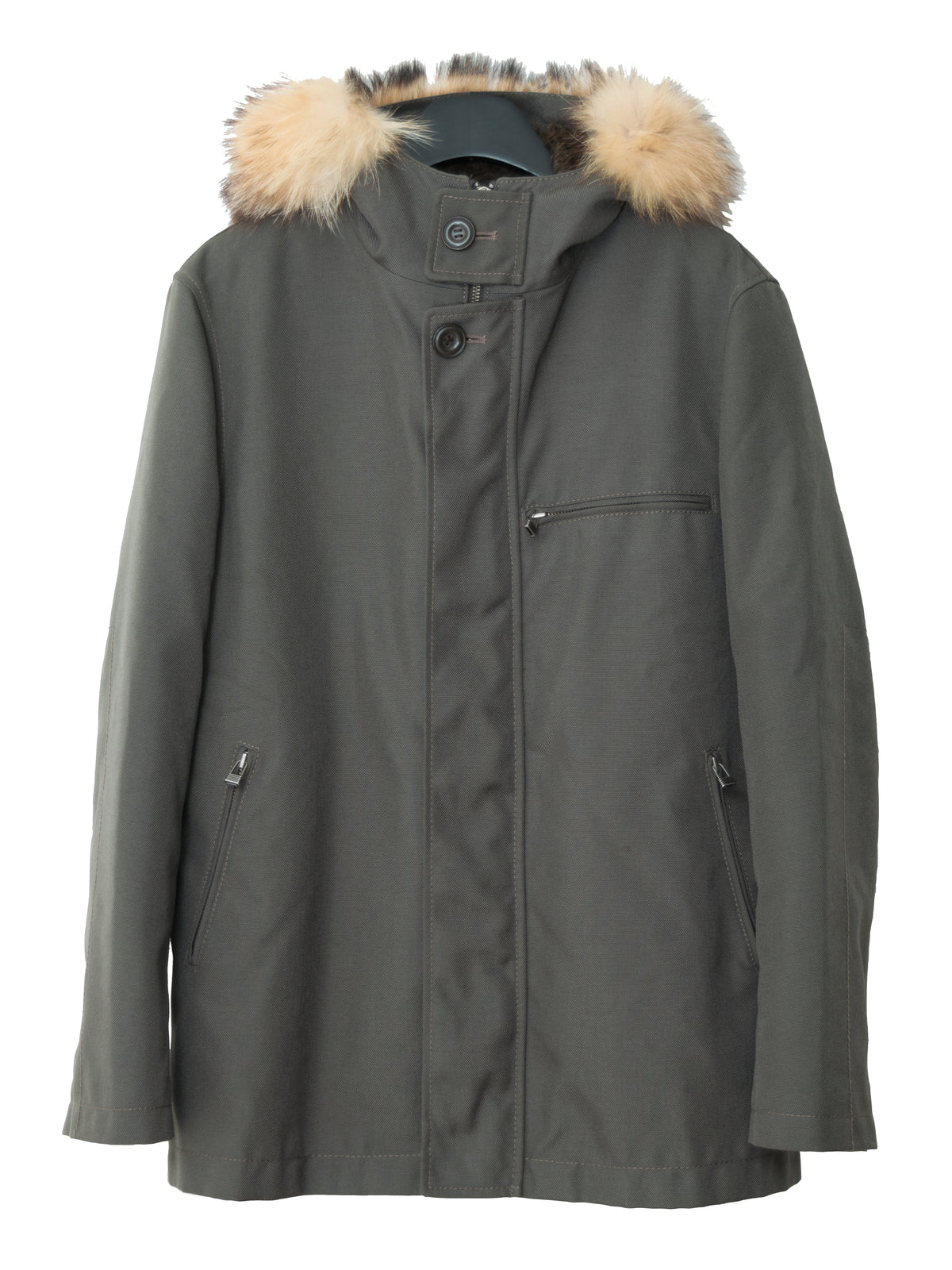 Fur Hooded Removable Liner Jacket Olive Drab