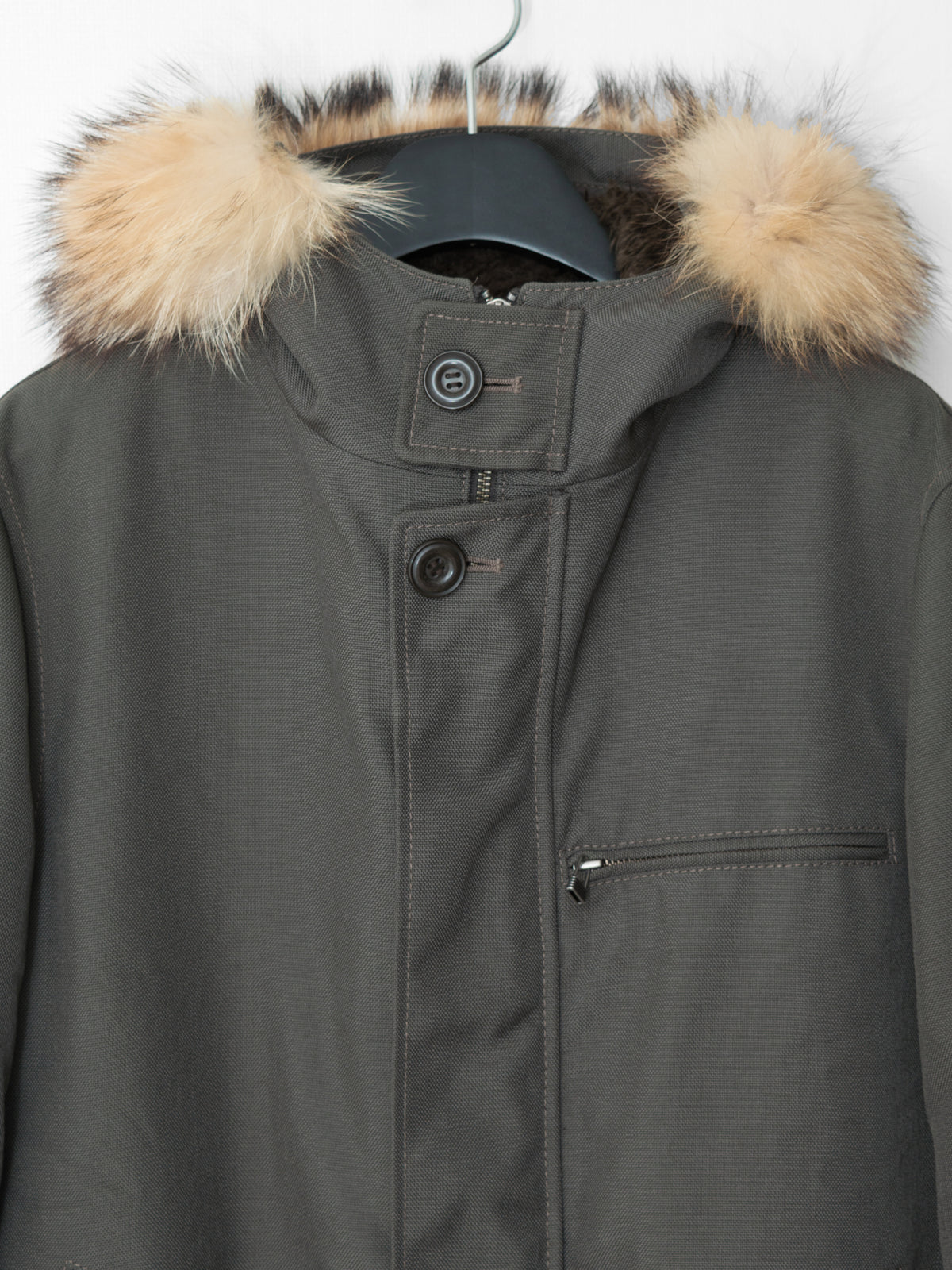 Fur Hooded Removable Liner Jacket Olive Drab