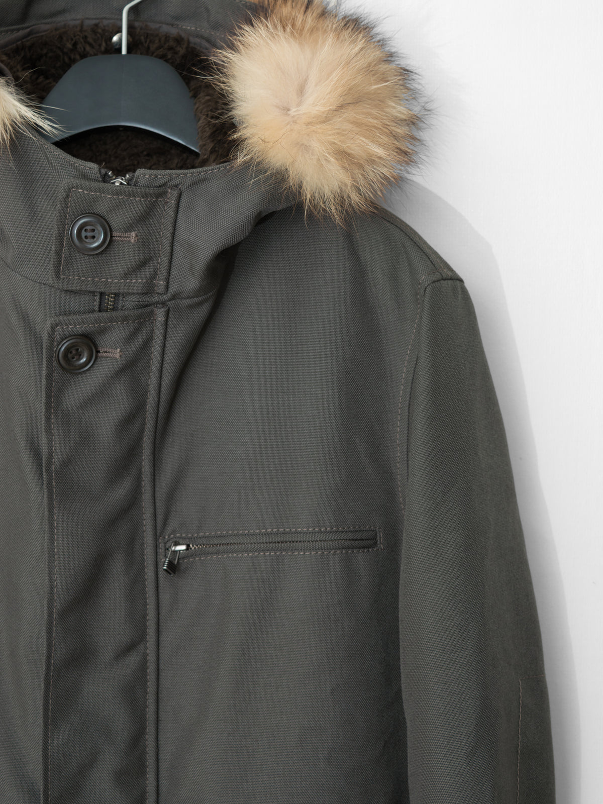 Fur Hooded Removable Liner Jacket Olive Drab
