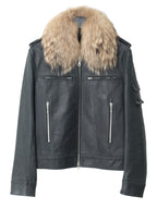 Fur Collared Rider Jacket Black