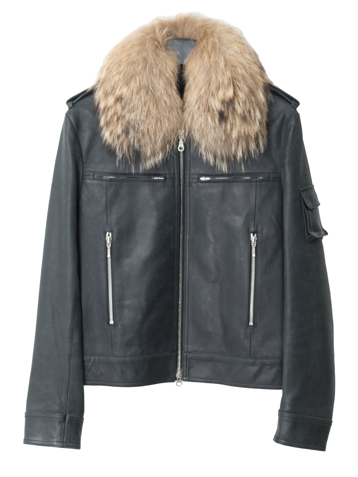 Fur Collared Rider Jacket Black
