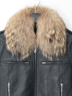 Fur Collared Rider Jacket Black