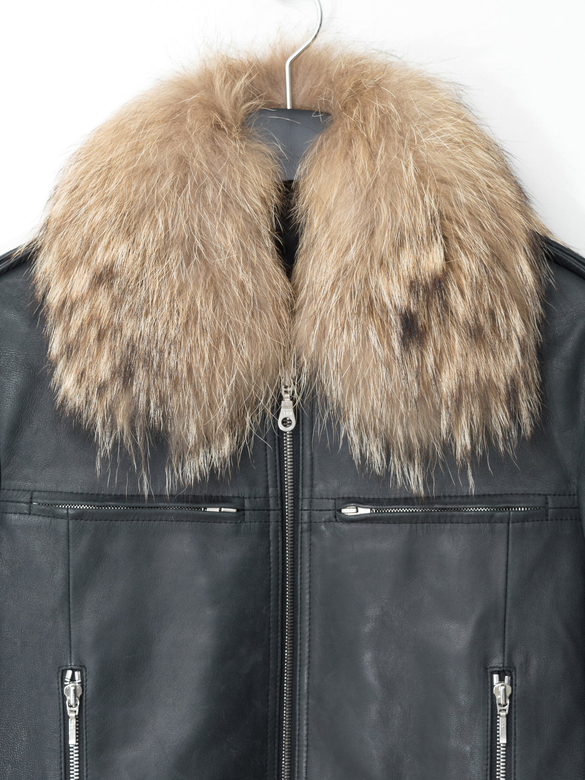Fur Collared Rider Jacket Black