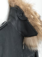 Fur Collared Rider Jacket Black