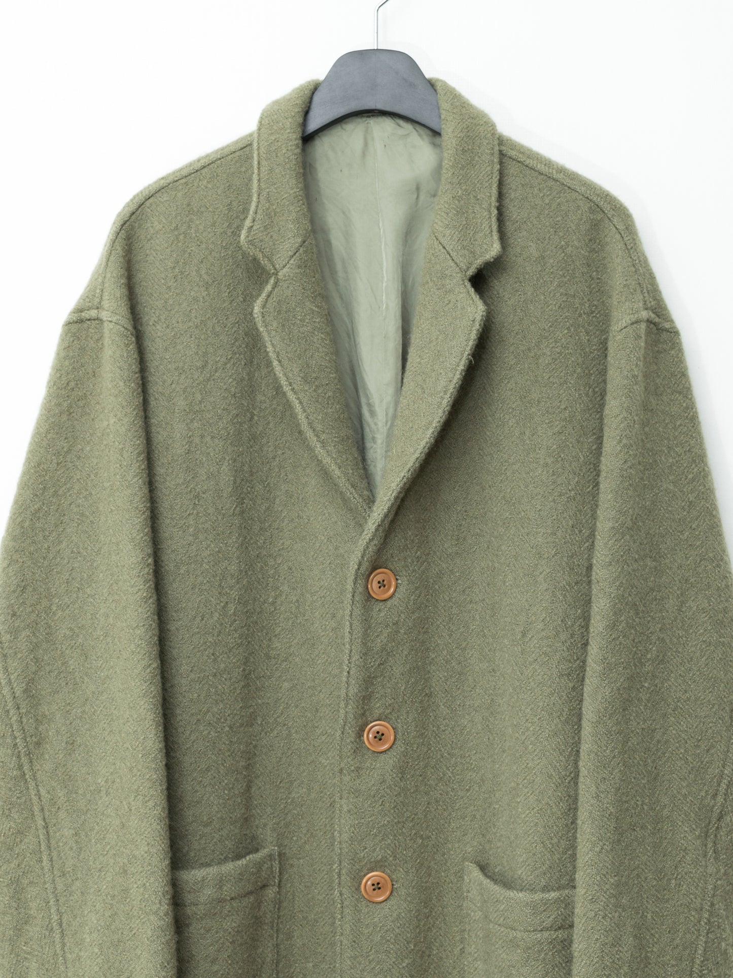 heavy 4 button coat dry moss ∙ wool ∙ one size