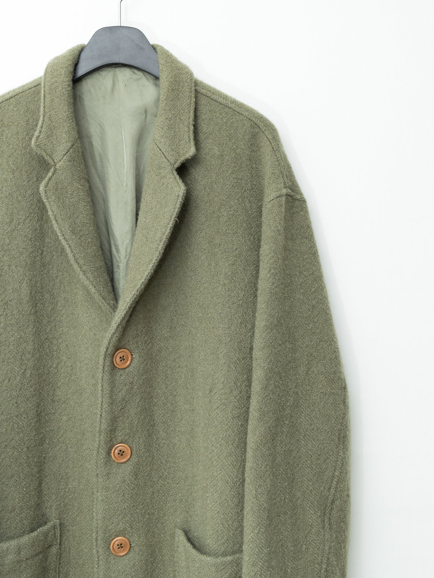 heavy 4 button coat dry moss ∙ wool ∙ one size