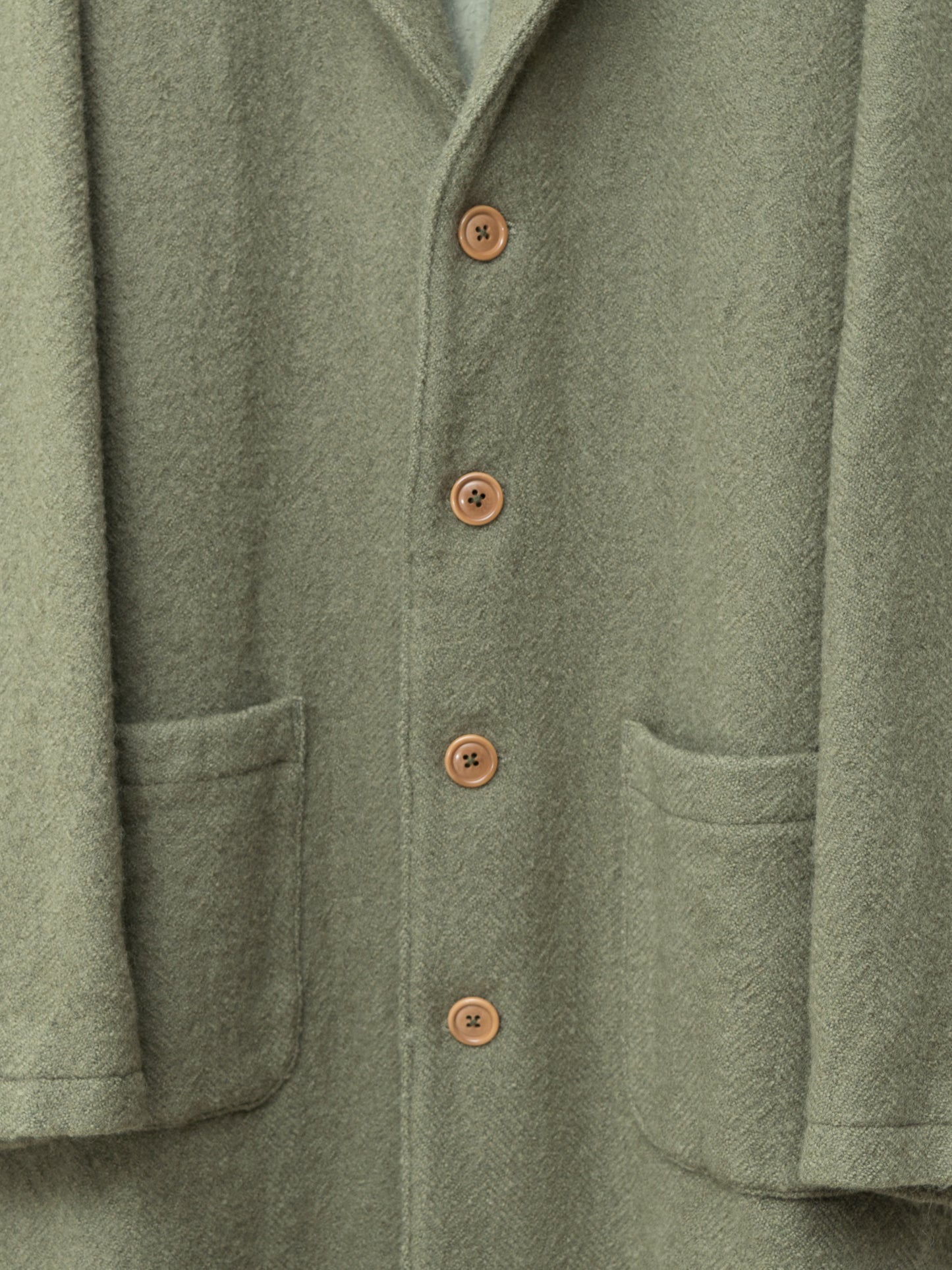 heavy 4 button coat dry moss ∙ wool ∙ one size