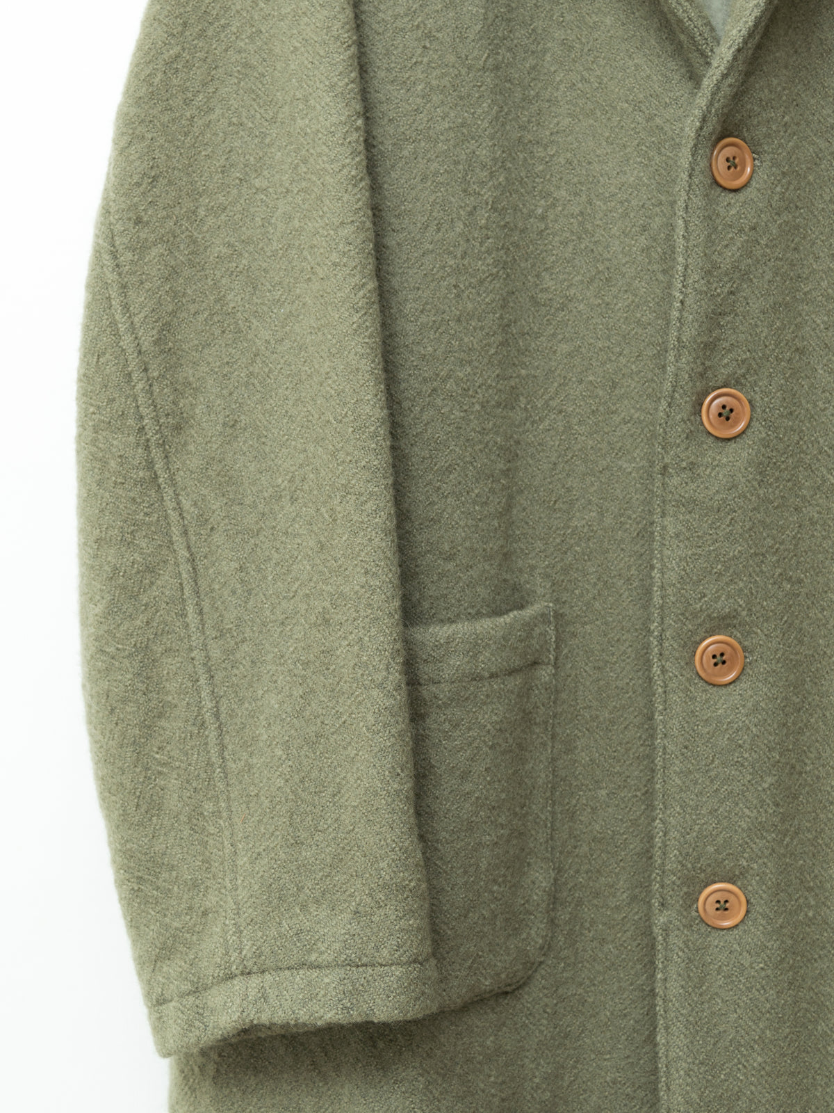 Heavy 4 Button Coat Dry Moss