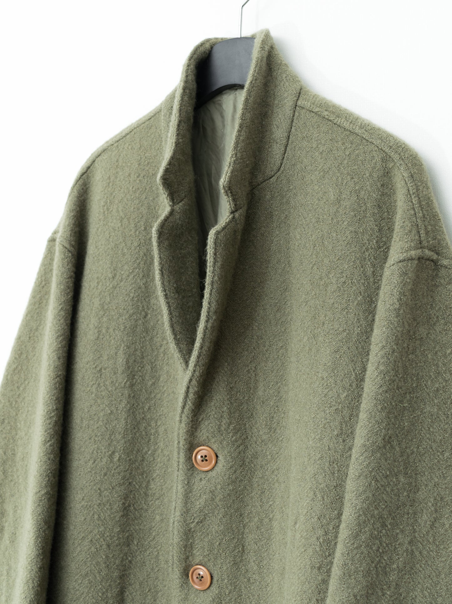 heavy 4 button coat dry moss ∙ wool ∙ one size