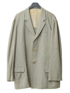 Straight Hem Tailored Jacket Beige Houndstooth