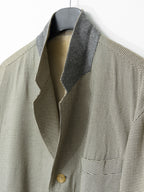 Straight Hem Tailored Jacket Beige Houndstooth
